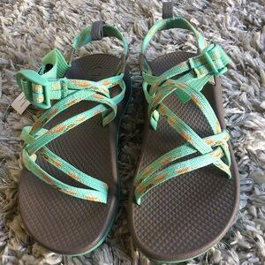 Chaco kids size 3 Mint Green and Gray Strappy Sandals